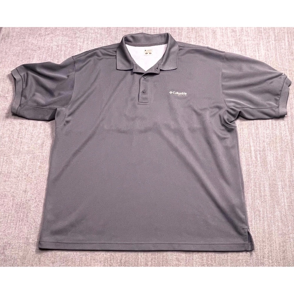 Columbia PFG Polo Shirt Mens XL Gray Mesh Lined Short Sleeve Fishing Performance